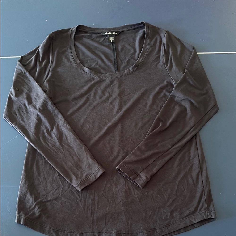 Athleta Black Long Sleeve Relaxed Tee